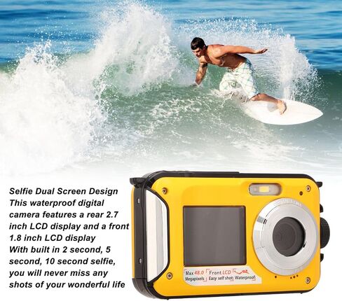 Waterproof Digital Camera, 2.7K 48MP 10ft derwater Cameras, 16X Dual Screens Digital Camera for Outdoor Use(Blue) in Saudi Arabia