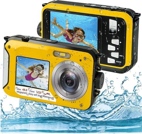 Waterproof Digital Camera, 2.7K 48MP 10ft derwater Cameras, 16X Dual Screens Digital Camera for Outdoor Use(Blue) in Saudi Arabia