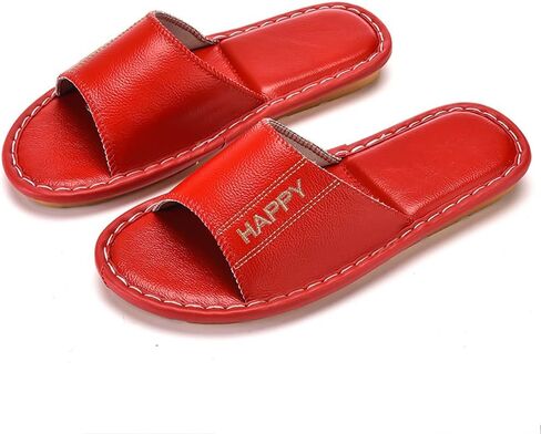 Genuine Leather Open Toe Summer Sandals, Unisex Cowhide PU Non Slip Home & Outdoor Comfy Slippers in Saudi Arabia