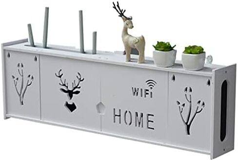 Router Storage Box,Wall Mount Floating Shelf WiFi Router Storage Box Cabinet with Seamless Nails Decorative Storage Rack for Bedroom, Living Room Stands(A) in Saudi Arabia