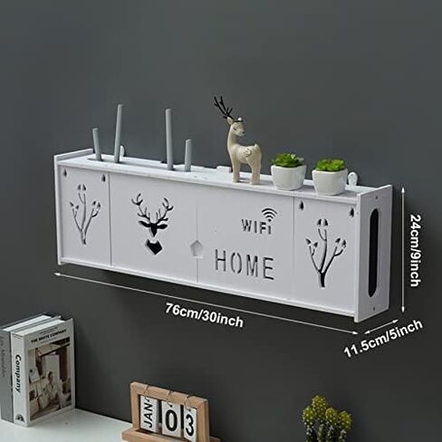 Router Storage Box,Wall Mount Floating Shelf WiFi Router Storage Box Cabinet with Seamless Nails Decorative Storage Rack for Bedroom, Living Room Stands(A) in Saudi Arabia