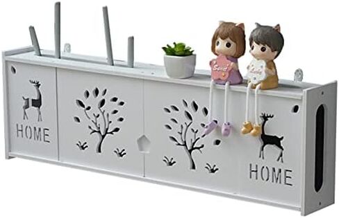 Router Storage Box,Wall Mount Floating Shelf WiFi Router Storage Box Cabinet with Seamless Nails Decorative Storage Rack for Bedroom, Living Room Stands(A) in Saudi Arabia