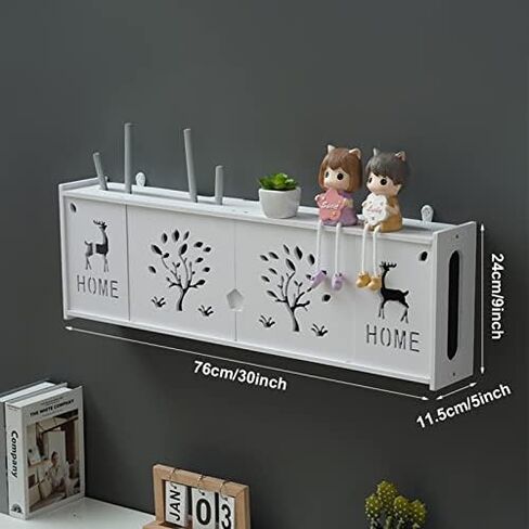 Router Storage Box,Wall Mount Floating Shelf WiFi Router Storage Box Cabinet with Seamless Nails Decorative Storage Rack for Bedroom, Living Room Stands(A) in Saudi Arabia
