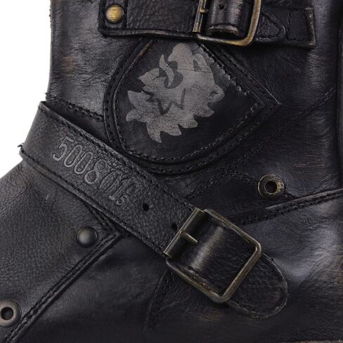 OSSTONE Moto Boots for Women Fashion Zipper-up Leather Chukka Boots Casual Shoes MS-5008-1-BP-WUS-R in Saudi Arabia