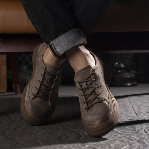 Womens Walking Shoes, Genuine Leather Low Top Men Casual Shoe with Oxford Rubber, Breathable and Durable, Suitable for Walk, Casual, Business in Kuwait