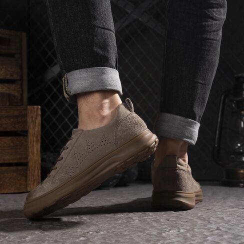 Womens Walking Shoes, Genuine Leather Low Top Men Casual Shoe with Oxford Rubber, Breathable and Durable, Suitable for Walk, Casual, Business in Kuwait
