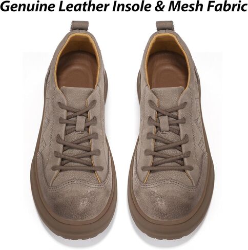 Womens Walking Shoes, Genuine Leather Low Top Men Casual Shoe with Oxford Rubber, Breathable and Durable, Suitable for Walk, Casual, Business in Kuwait