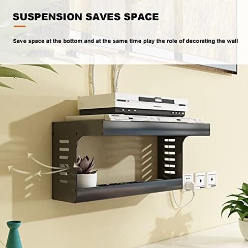 Router Storage Box,Wall Mount Floating Shelf WiFi Router Storage Box Set-top Box Rack Decorative Storage Rack for Bedroom, Living Room, Bathroom, Kitchen Stands(50x10x19.8cm) in Saudi Arabia