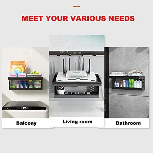 Router Storage Box,Wall Mount Floating Shelf WiFi Router Storage Box Set-top Box Rack Decorative Storage Rack for Bedroom, Living Room, Bathroom, Kitchen Stands(50x10x19.8cm) in Saudi Arabia