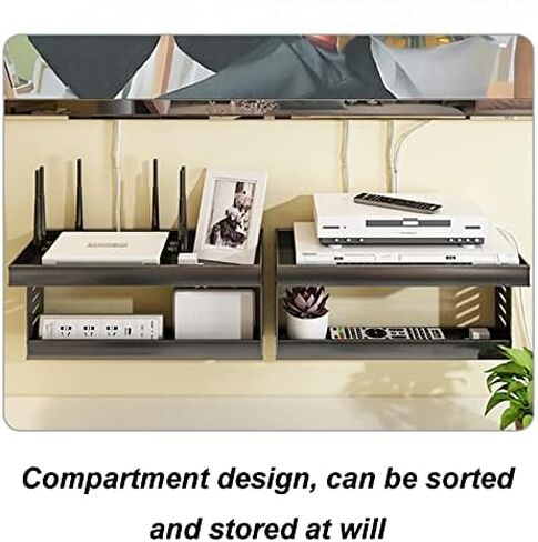 Router Storage Box,Wall Mount Floating Shelf WiFi Router Storage Box Set-top Box Rack Decorative Storage Rack for Bedroom, Living Room, Bathroom, Kitchen Stands(50x10x19.8cm) in Saudi Arabia