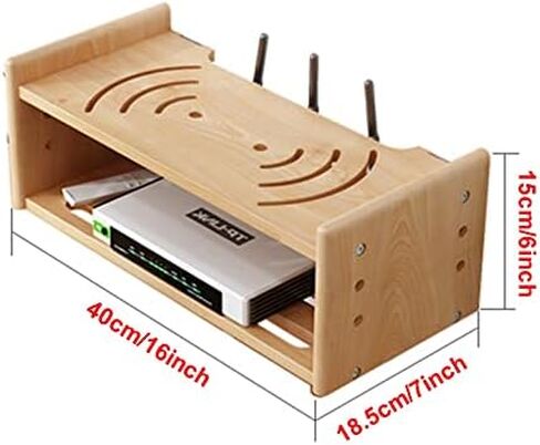 Router Storage Box,Router Shelf Wall Mount WiFi Router Storage Box Decorative Storage Rack Mount Floating Shelf for Bedroom, Living Room Stands(A,30x18.5x15cm) in Saudi Arabia