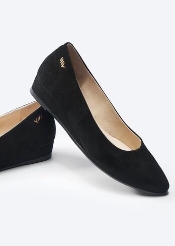 VISCATA Roma Women's Suede Flat, U-Cut Toe, Spain Handmade Casual Flat Comfortable Shoes with a Sturdy All Natural 1" Wedge. Made with Cushioned Leather Insole and Lined with Premium Leather in Saudi Arabia
