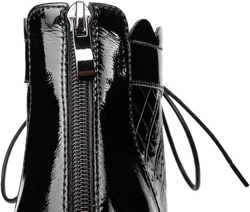 TinaCus Women's Glossy Patent Leather Handmade Colorful Crystal Mid Chunky Heel Round Toe Back Zipper Ankle Boots with Selftie in Saudi Arabia