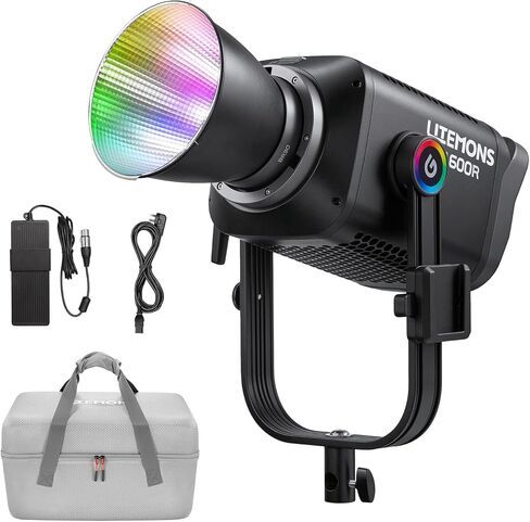 Godox Litemons LA600R RGB LED ضوء الفيديو مع حقيبة حمل ، 600W 141،000LUX@1M STUDIO LIGHT ، 1800K-10000K Bowens Mount مع 14 تأثيرات FX ، التحكم في التطبيق ، اتصال NFC (أسود) in Kuwait