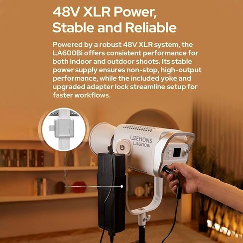 Godox Litemons LA600R RGB LED ضوء الفيديو مع حقيبة حمل ، 600W 141،000LUX@1M STUDIO LIGHT ، 1800K-10000K Bowens Mount مع 14 تأثيرات FX ، التحكم في التطبيق ، اتصال NFC (أسود) in Kuwait