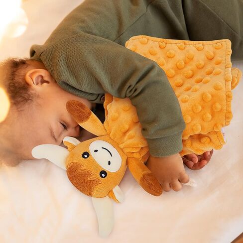 Loveys for Babies, Brown Highland Cow Baby Security Blanket | Soft Baby Blanket Lovey for Newborn Infant Toddler, Lovey Baby Snuggle Toys Stuffed Animal, 12.2in Baby Gifts for Boys Girls in Saudi Arabia