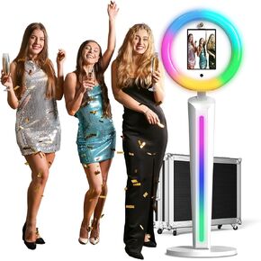 Portable Photo Booth for iPad 10.2in 10.9in 11in 12.9in 13in, Software Remote Control RGB Music Sync, Selfie Photobooth Machine with Flight Case (Z1)