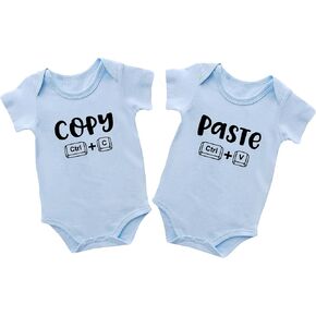 Baby Twins Bodysuits Copy Paste Newborn Baby Clothes Cute Toddler Outfits Infant Twin Unisex Romper
