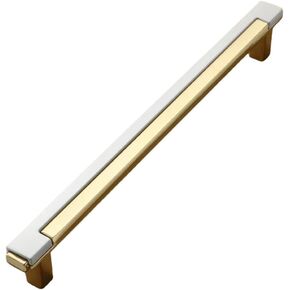 Cupboard Handles,Aluminum Alloy Kitchen Cabinet Door Handle,Gold Black Chrome Kitchen Handle Zinc Alloy Cabinet Knobs and Handles Drawer Knobs Pulls Furniture Handle Door Hardware,(Gold and white)