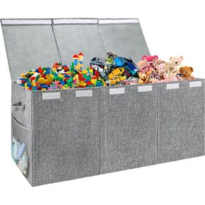 Extra Large Toy Box, Kids Toy Chest Bin, 150L Storage Boxes for Toys, Foldable Sturdy Storage Box with Lids, Storage Baskets for Living Room, Playroom, Bedroom, Nursery, Toybox Black