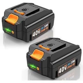 2 Packs 40V 3Ah Replacement Battery for Worx 40V Battery WA3580 - Compatible with Worx 40 Volt Cordless Tools WG180 WG280 WG380 WG580 & Charger WA3747 WA3877 (Not Fit 2x20V Tools)