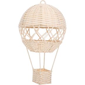 Unique Handwoven Rattan Hot Air Balloon Lampshade for Boy Girl Room Decor Versatile Wall Hanging Art and Rustic Lamp Shade for Bedroom and Preschool Decoration