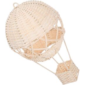 Cabilock Wall Hanging Rattan Hot Air Balloon Light Fixture Shade Unique Nursery and Living Room Decor Natural Wicker Pendant Lamp for Artistic