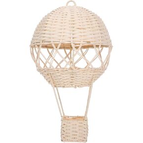 Rustic Wicker Hot Air Balloon Lamp Shade Handwoven Rattan Wall Art Decor for Living Room Bedroom Nursery Unique Cozy Atmosphere Versatile Lighting Fixture