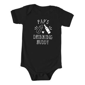 Pap's Buddy Buddy Color Infant Bodysuit ، Guffency Dame Shower Newborn Gift ، Consles Confer Onesie ، عيد الأب ، للجنسين (6 أمتار ، كم قصير ، أسود)