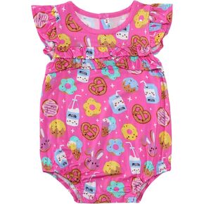 Baby Girl Bodysuit Toddler Infant Girls Ruffle Sleeves Jumpsuit Soft Clothes Snap One Piece Bamboo Viscose