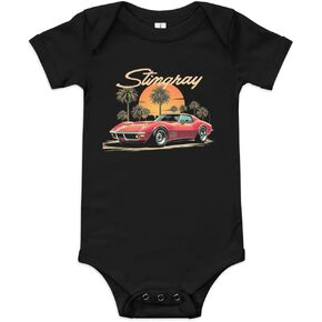 C3 Corvette Stingray Retro Sunset onesie Baby short sleeve one piece
