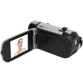 Rotatable Screen D90 1080P 16MP Digital Camera 2.4 Inch Rotatable Screen Camcorder 16X Zoom HD Video Recorder with Fill Light (Roseate)