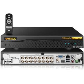 OOSSXX 16-Channel DVR Hybrid Capability 5-in-1 Digital Video Recorder 5.0MP HD Security DVR Recorder AHD/Analog/TVI/CVBS/IP Security Camera System Video Surveillance, Max to 6TB (NO HDD)