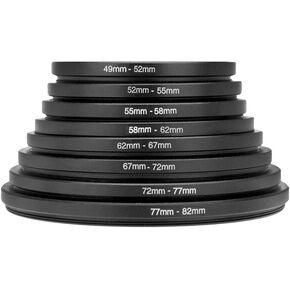 Premium Lens Filter Adapter Kit for Universa, 8 PCS Metal Step Up Rings Set, Compatibility