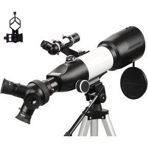 Telescope High Power Binoculars Telescope for Kids Adults Beginners, 80mm Aperture 400mm BAK4 Prism Lens 3 in1 Eyepieces Refractor Telescope for Astronomy with Smartphone Mount and Tripod and and Wi