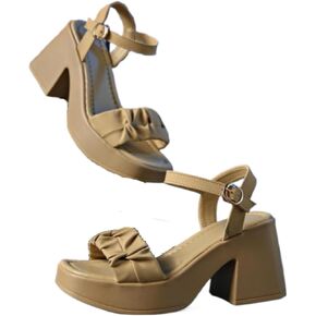 Women's Fashionable Cross Strap Heeled Sandals Trending Shoes Casual Comfortable High Heel Sandals for Daily Wear Trendy All-match Platform Slides Summer Dress Shoes No Slip Sole Cruise Vacation