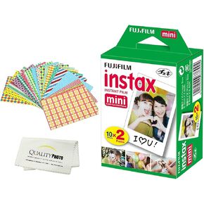 Fujifilm Mini Form Form for Fujifilm Mini 8 ، 9 11 Cameras مجمعة مع ملصقات إطار مخصصة وقماش ألياف دقيقة عالية الجودة (20 فيلمًا)
