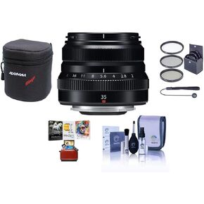 Fujifilm XF 35mm F/2 R WR عدسة ، أسود ، حزمة مع مجموعة مرشح 43 مم ، علبة العدسة ، مجموعة التنظيف ، حبل Cap Cap ، مجموعة برامج Mac