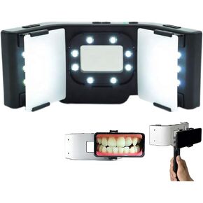 Dental Mobile Phone Fill Light, Dental Photography Aid, Teeth Shooting Fill Light with Tripod, 3 Group Lights Adjusted Independently, Strong Expression, for Clinic, Photography Studio
