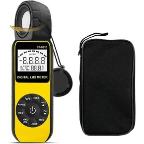UV Meter, BT-881E Digital Illuminance/Light Meter,Handheld Ambient Temperature Measurer with Ran Up to 300,000 Lux Luxmeter for Measuring Ultraviolet Light