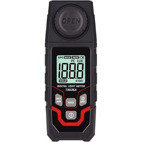 UV Meter, TA636A Digital Lux Meter Handheld Luxmeter Professional Luxometer 200000LUX 20000FC Illuminometer Photometer Light Lux Meter for Measuring Ultraviolet Light