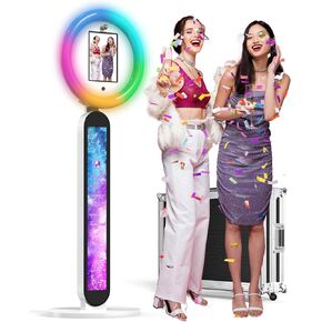 Portable Photo Booth Stand with RGB Ring Light & App Control for iPad 9.7/10.2/10.9/12.9 inches - Custom Logo, Universal Compatibility, Perfect for Selfies, Parties, Rentals & Events (A2)