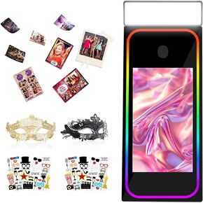 Magic Mirror Photo Booth, 65" Mirror Photo Booth, 32" Interactive Touch Screen, Built-in Mini PC, Instant Sharing, Suitable for Events, Parties and Weddings Rental, with Flying Case