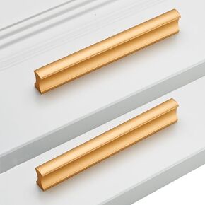 Cupboard Handles,Aluminum Alloy Kitchen Cabinet Door Handle,2 Packs Cabinet Pulls Aluminum Alloy Handle Circular Arc T-Shape Cupboard Drawer Knobs Matte Gold,Kitchen Levers for Bathroom,Closet,Wardrob