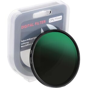 PATIKIL 77mm Circular Polarizer Filter, Camera Lens Filter Slim Optical Glass with Len Cap for Video Vlog Portrait Photography, Black