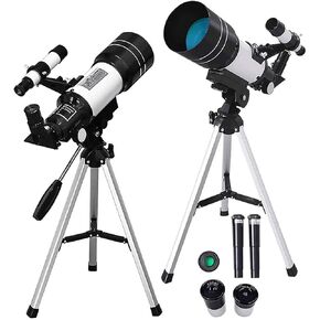 70mm Aperture 300mm Refractor Telescope for Kids & Beginners - Adjustable Tripod, Multi-Coated Optics, Easy Setup for Astronomy and Stargazing