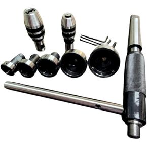 New MT2 Shank Lathe Tailstock Tap and Die Holder Set with Wooden Box, Sliding Floating Type