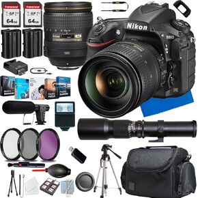 كاميرا Nikon D810 DSLR مع عدسة 24-120 مم+500 مم F/8.0 Telephoto Preset Lens+Shot-Gun Microphone+حزمة برامج الصور+CASE+128 GIG MEMIME