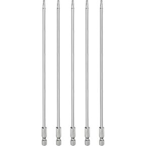 HARFINGTON 5pcs T15 Security Torx Bit 1/4" Hex Shank 8" Long S2 Steel Magnetic Tamper Resistant Star Bits Screwdriver Torx Head with Hole for Driver Drill Bits Remove Fastening Screws