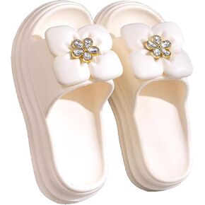 Korean Chunky Platform Sandals for Women Cute Flower Design Soft Non-Slip Outdoor Beach Slides Comfortable